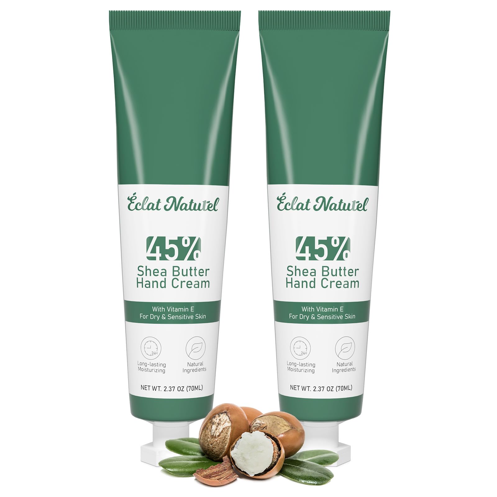 Photo 1 of ÉCLAT NATUREL Shea Butter Hand Cream, with Vitamin E Moisturizer Lotion for Dry Hands, 45% Shea Butter Nourishing Moisturizing Hand Cream Set, 2.37 Fl Oz (Pack of 2)