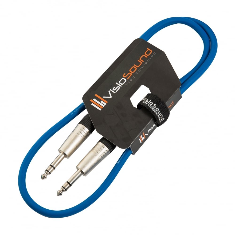 VisioSound 6.35mm 1/4" Stereo TRS Jack to TRS Jack Lead/Balanced Signal Audio Patch Cable 1m Blue — image 1