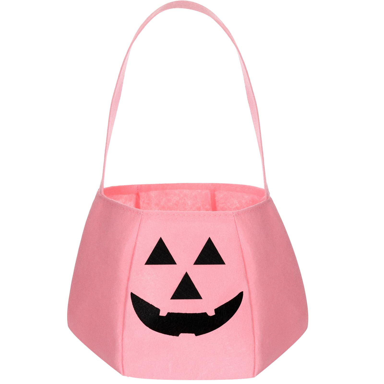 Photo 1 of Sunnymove Halloween Pumpkin Candy Bags Felted Trick or Treat Snack Candy Basket Halloween Supplies Gift Holders for Costume Party Favors(Pastel Pink)