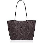 Woven Leather Tote Bag for Women - Large Capacity Shoulder Handbag with Matching Pouch, Stylish