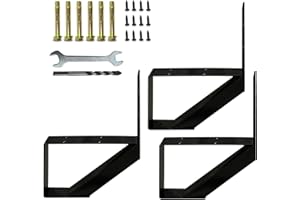 YEEZOO 1 Step Metal Stair Step Stringers, 1 Step Steel Riser Stringer for 12.0inch Height Deck(3 Packs, Polished Black)