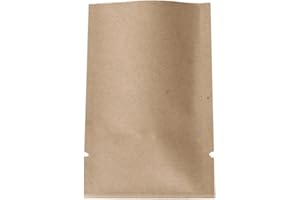 QQ Studio 100 PCS Metallic Mylar Foil Open Top Sealable Bags (6x9cm (2.3x3.5"), 100x Kraft)