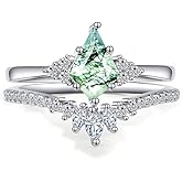 Ancofi Moss Agate Engagement Rings for Women - 925 Sterling Silver Promise Ring for Her - Green Moss Agate Statement Rings Jewelry Gifts for Mother