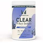 Myprotein Clear Whey Isolate Protein Powder, 20 Servings (1.1lbs) Blue Raspberry, 20g Protein per Serving, Naturally Flavored Drink Mix, Daily Protein Intake for Superior Performance