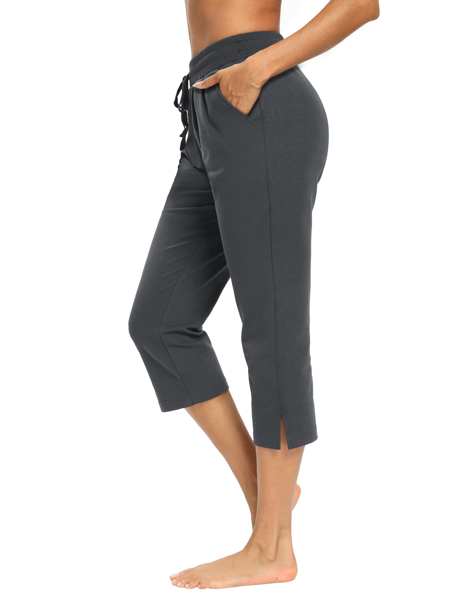 Photo 1 of **SIDE OF PANT LEG NEEDS SEWING** LEXISLOVE Capris for Women Casual Summer Wide Leg Crop Pants Loose Comfy Drawstring Yoga Jogger Capri Pants with Pockets Grey 3XL