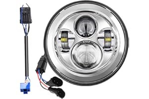 BELTANDROAD Belt&Road 7 Inch Round Super White LED Headlight for 2014-2023 + HD Street Glide Special and Road King Special,Hi-Lo Beam Headlight With Dual Beam Adapter,Chrome Housing