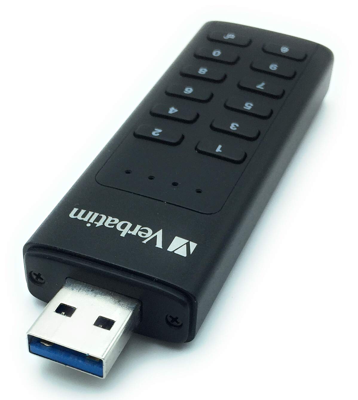 VERBATIM Keypad Secure USB-Stick - USB-3.2 Gen 1-128GB - memory-stick with passcode-protection & encryption - incl. USB-A extension cable - USB-3 for laptop notebook & co - black