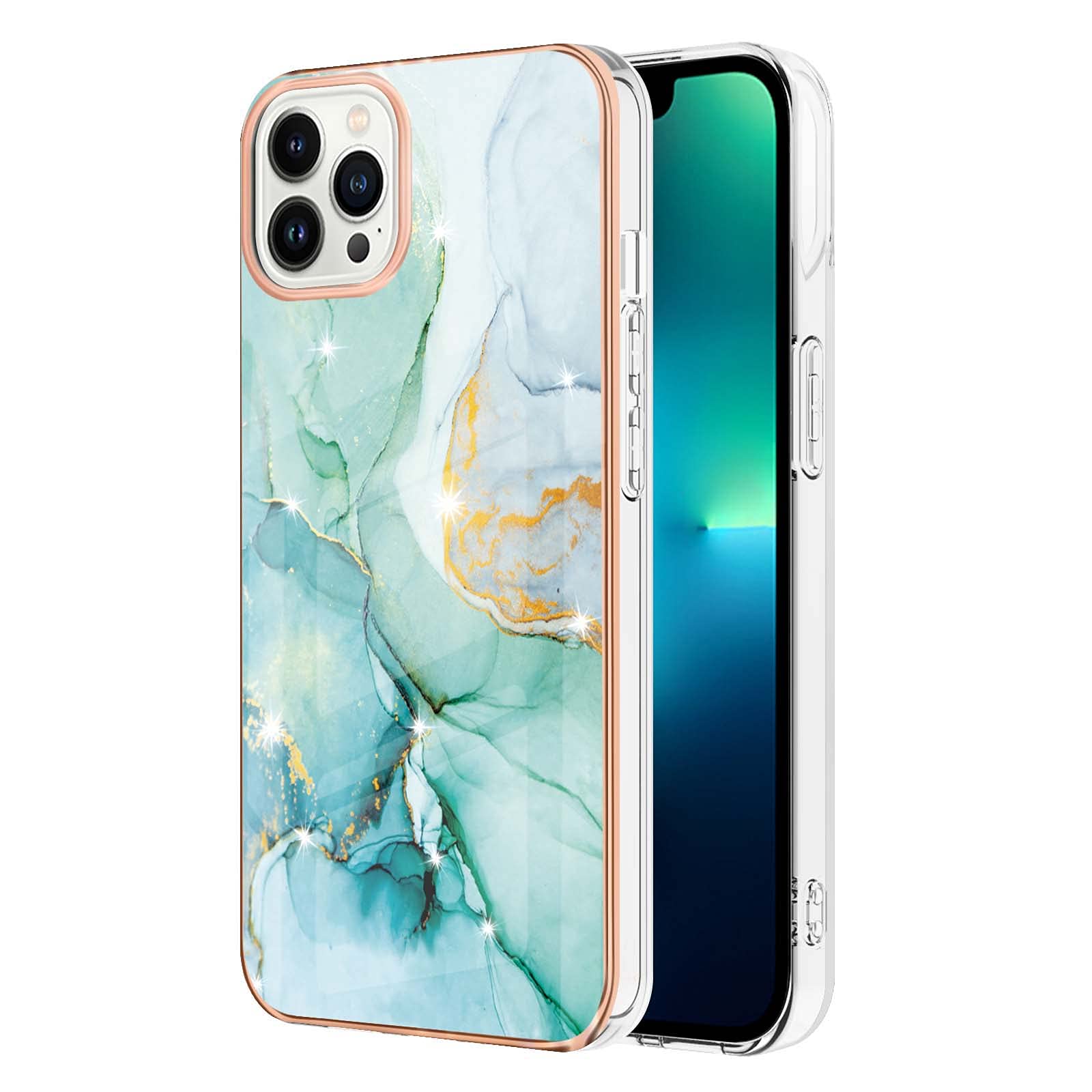 IMIRST Basic Case Compatiable with iPhone 14 Pro Max IMD Soft TPU Silicone Bumper Matte Marble Scratch-Resistant Slim Protective Phone Case Back Cover for Apple iPhone 14 Pro Max，YBI Green — image 1