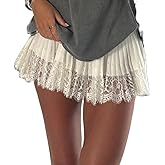 Women Y2k Lace Slip Skirt Ruffle Mini Skirt Layered Pleated Casual Flowy Short Skirt