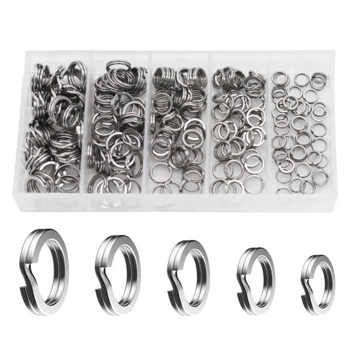 HOUSON 200 PCS snap rings fishing, locking rings snap rings double snap ring fishing lure ring for fishing accessories fishing hooks 5# 6# 7# 8# 9#