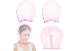 LARREL 3 Pcs Makeup Protector Hood for Face, Polyester Chiffon Makeup Protector Hood Washable Zipper Closure Face Cover Reusable Make up Faces Cover for Women Beauty (Pink)