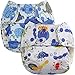 Blueberry One Size Simplex Organic All in One Cloth Diapers, Bundle of 2, Made in USA (Bugs + Blue Elephants)