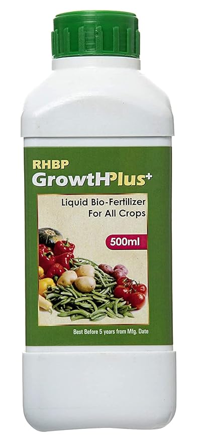 RHBP [RINUJA HI-TECH BIO-POWER] Growth Plus Liquid Bio-Fertilizer for All Crops 500 ml, Perfect to Use On Indoor/Outdoor Plants - Organic Certified by KSOCA