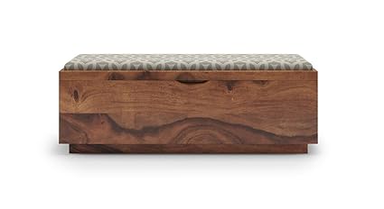 Three+ Zephyr Sheesham Wood Blanket Box (Matte Finish, Teak)