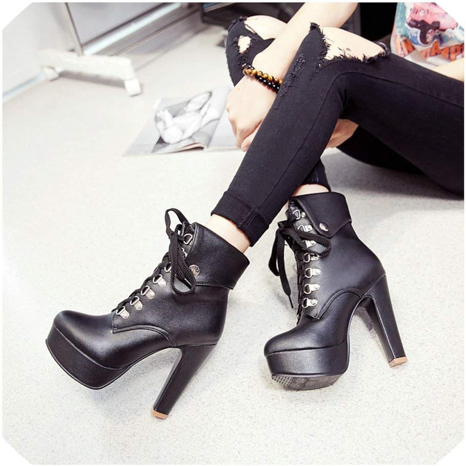 high heel martin boots