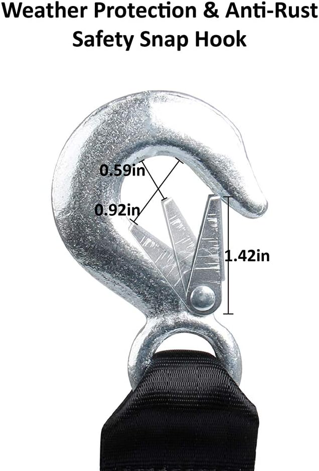CarBole Trailer Winch Strap 2" x 20' with Safety Snap Hook 10000 lbs Black: Automotive
