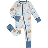 Teach Leanbh Unisex Baby Footless Pajamas with Mittens and Feet Cuffs Cotton 2 Way Zipper Long Sleeve Romper Sleep and Play