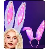 Uranian Light Up Bunny Ears Headband Rabbit Ears Hair Bands Led Bunny Headbands Cosplay Costume Hair Accessories for Women