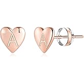 Turandoss Heart Initial Stud Earrings for Girls Valentines Day Gifts - S925 Sterling Silver Post 14K Gold Plated Dainty Letter Earring Hypoallergenic Little Heart Initial Earrings for Women Girls