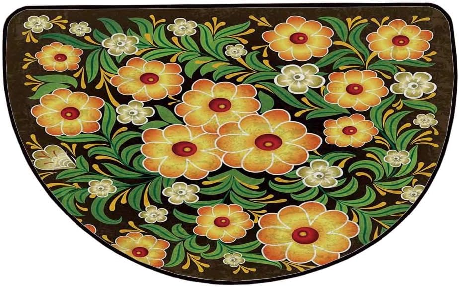 Antique Comfortable Semicircle Mat Spring Flowers Blooms Leaves Pattern Floral Antique Nature Theme Art Print For Living Room 31 4 H X 62 9 L Amazon Co Uk Kitchen Home