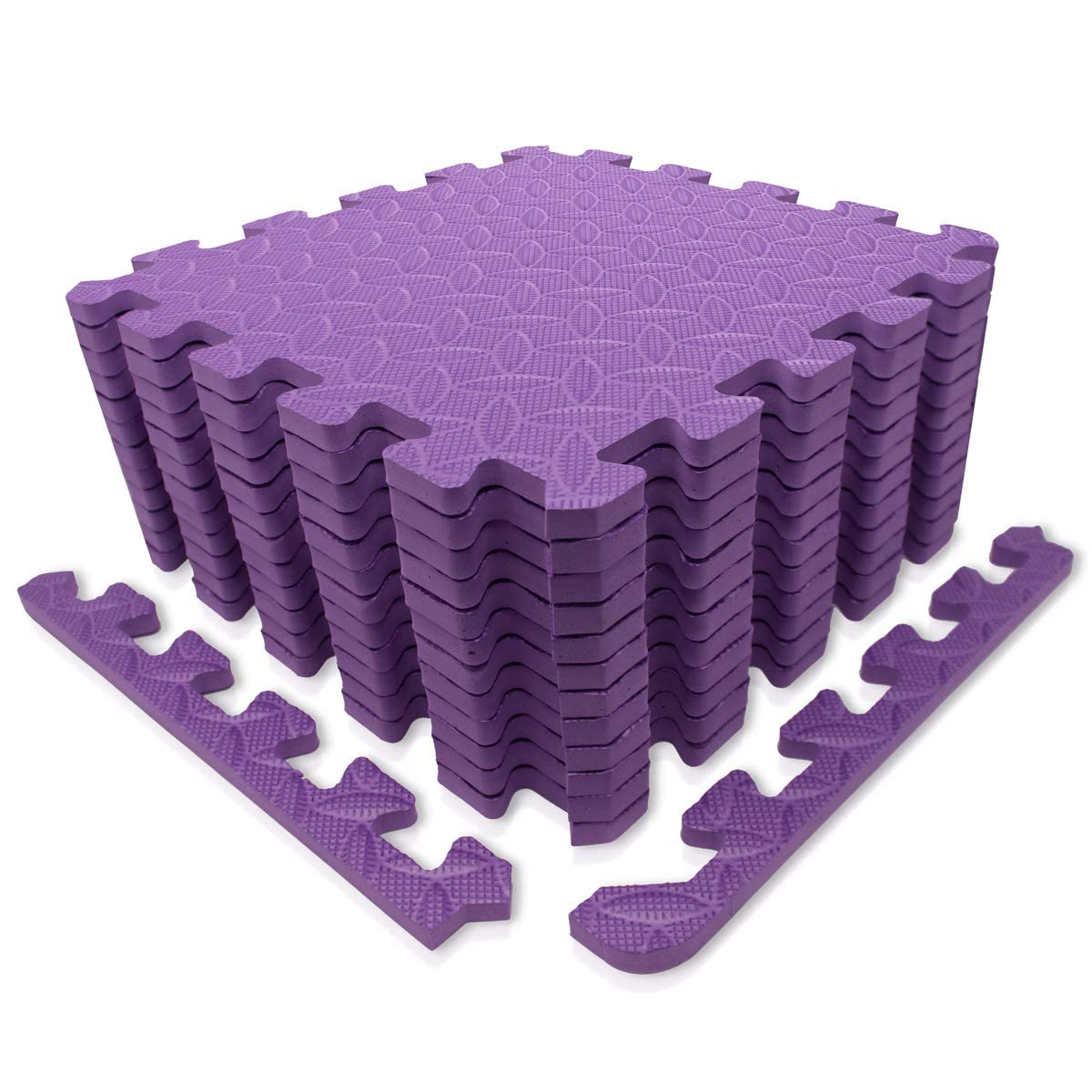 diMio Sports Safety Mat, Puzzle Mats Including Edge Pieces in Various Sizes and Colours, Protective Mat / Underlay Mat / Fitness Mat / Floor Protection Mat, purple, 30x30cm (12 Stk. / 1,08qm)
