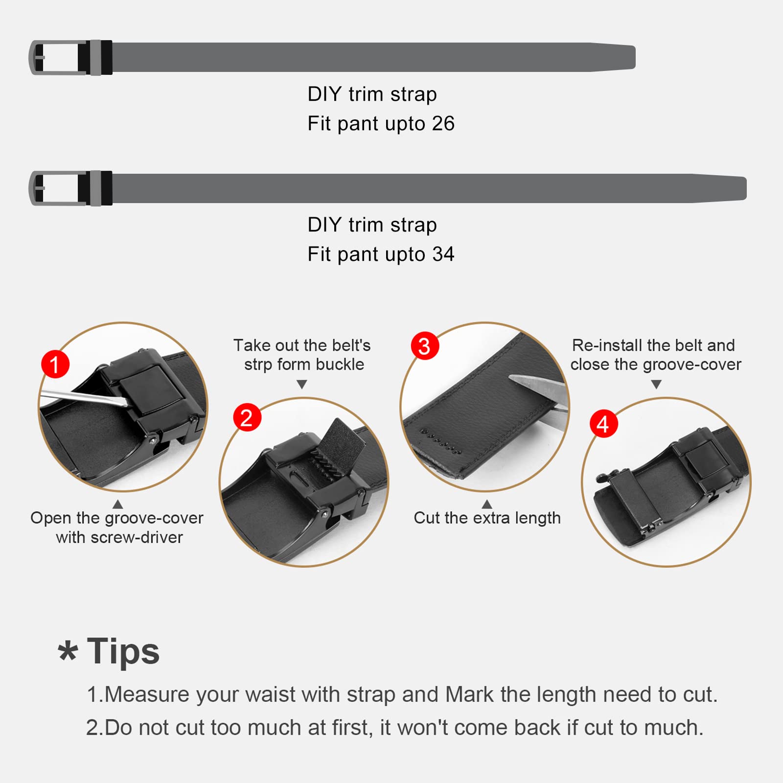XZQTIVE Boy Ratchet Leather Belts Easy Slid Click Buckle Auto Belt For Kids School Uniform Dress Jeans