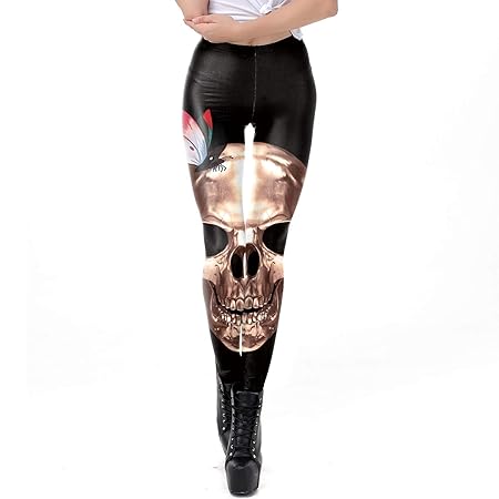 Man&Y Nuevo Diseño Leggings 3D Impreso Halloween Bone Smiley ...