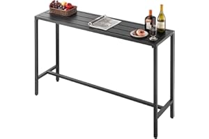 VEVOR Outdoor Bar Table, 55 x 15 in Patio Bar Table, Waterproof Top & Sturdy Metal Frame, Rectangle Counter Height Dining Tab