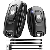 MAIRAN 2 Pack Rechargeable Wireless Camera Remote Shutter for Smartphones | Bluetooth Phone Remote Control,Selfie Button for Photos and Videos Charging Cable and Wrist Strap Included