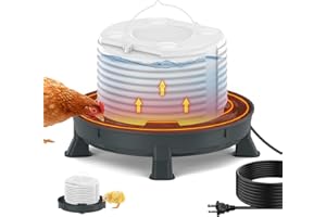 KELTNE 4.28L Heated Chicken Waterer for Winter, 84W Freeze-Proof Chicken Water Heater with Thermostat Control, Heated Poultry Waterer for Chicks Turkey Goose Duck Pigeon, Detachable Legs,Hanging/Standing Use