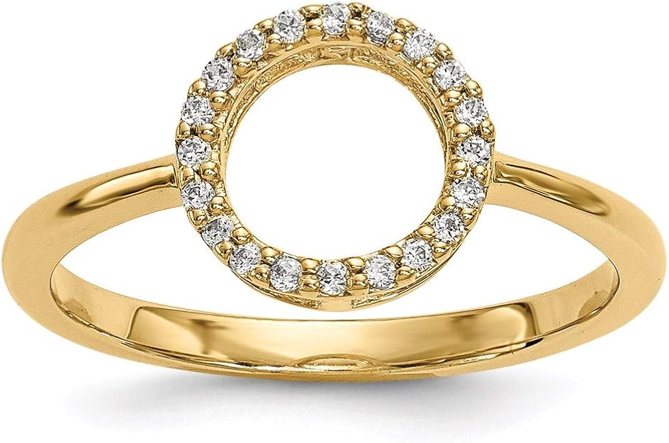 14K Yellow Gold Diamond Open Circle Ring Size 7 Jewelry