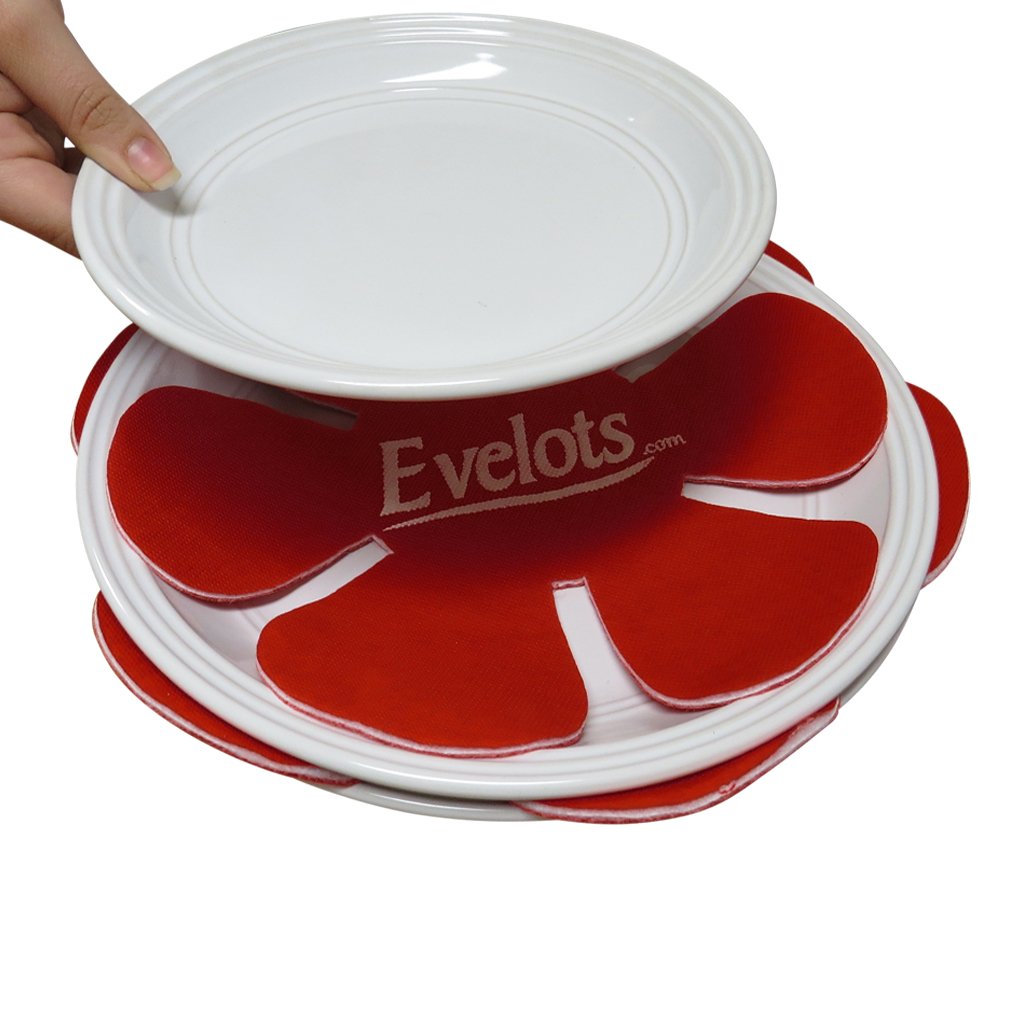 Evelots Pan Dish Scratch Protector Pads For Cookware/Dishware, Red Set