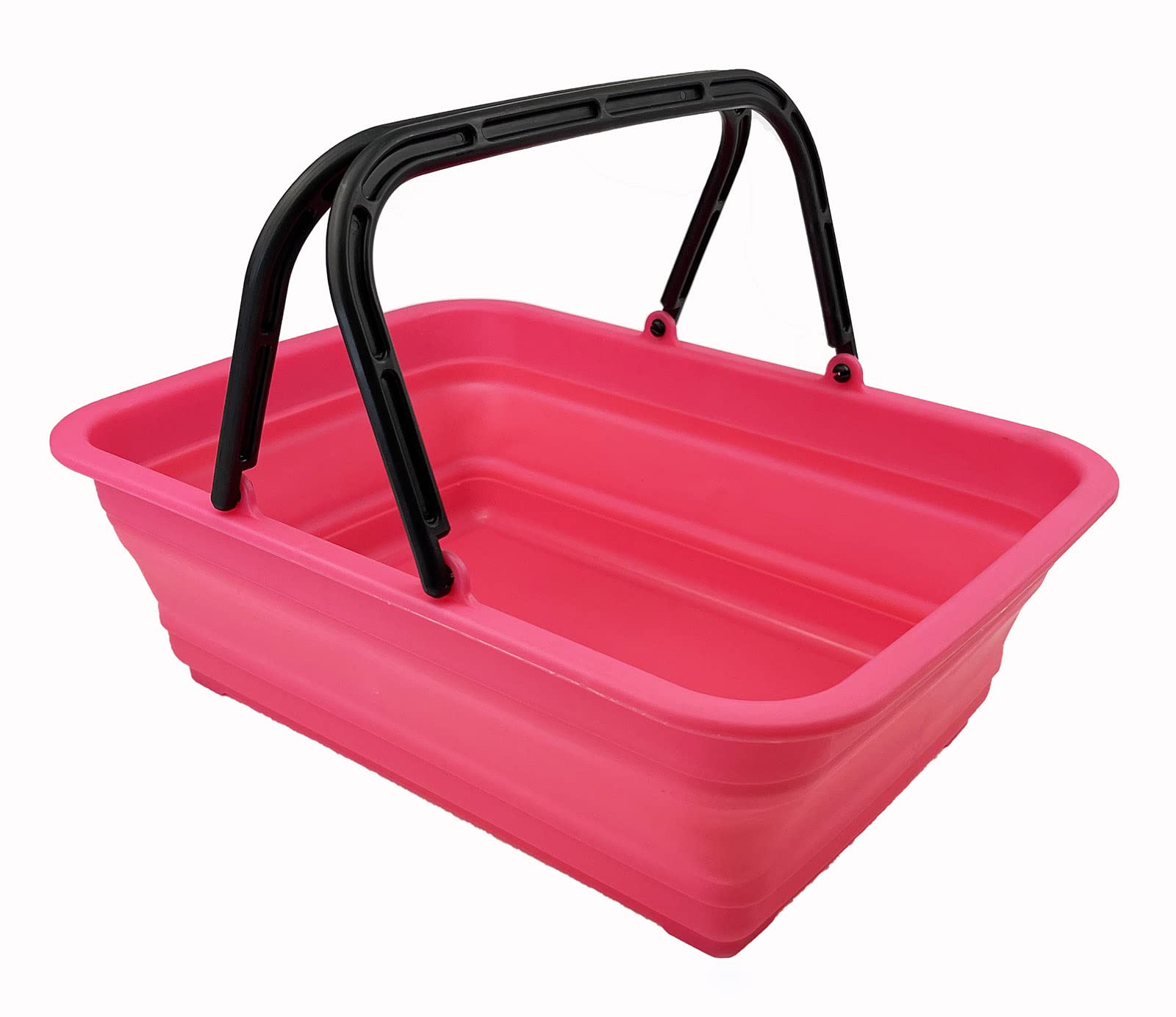 SAMMART 8L Collapsible Basket with Handle - Portable Outdoor Picnic Basket/Crater - Foldable Shopping Bag (Rose Pink)