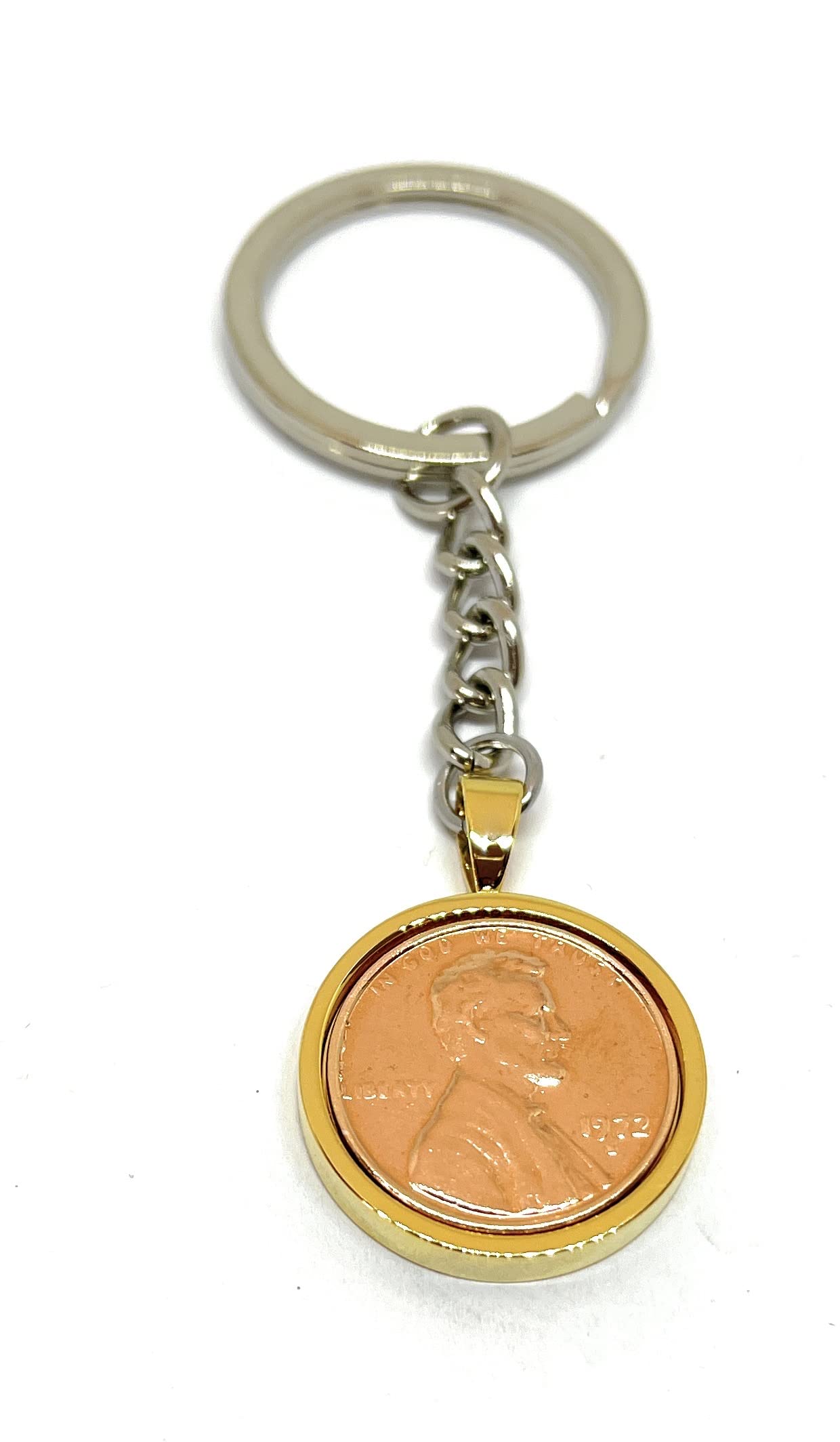 OCC Old Coin Cufflinks 1972 Original Lincoln Cent Keyring for a 54th birthday for Mum, Nan, Gran GLD