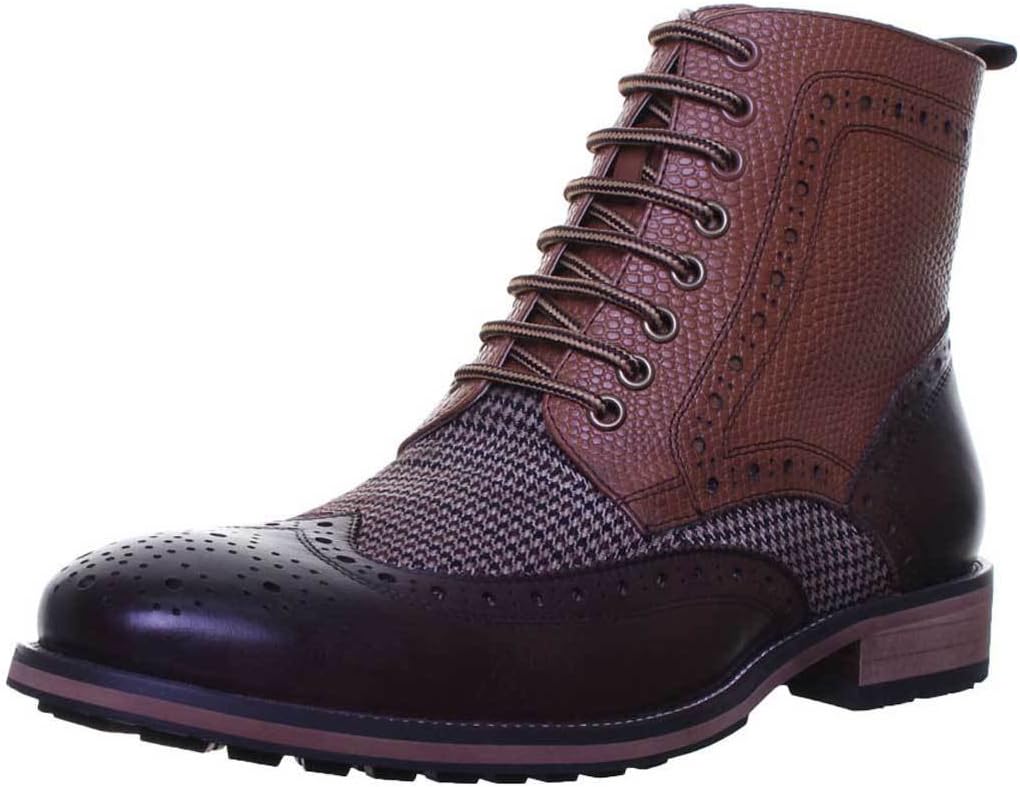 Justin Reece Brooke Mens Rugged Sole Contrast Lace up Boot