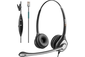Wantek Corded Telephone Headset Dual w/Noise Canceling Mic Compatible with Avaya Aastra Allworx Adtran Alcatel Lucent AltiGen Digium Gigaset InterTel Mitel Plantronics Landline Deskphones(F602S1)
