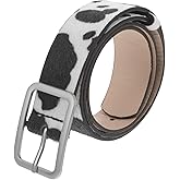 VALICLUD Adjustable Female Waist Belt Cow Print Pu Leather Simulated Horsehair Belt for Women Fashion Streetwear Waist Decor Fits Jeans Dresses
