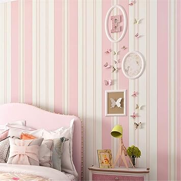 Lzxydbz Tapeten Kinderzimmer Tapete Schlafzimmer Romantisch Rosa Prinzessin Zimmer Grun Vlies Streifen Tapete Rolle Amazon De Kuche Haushalt