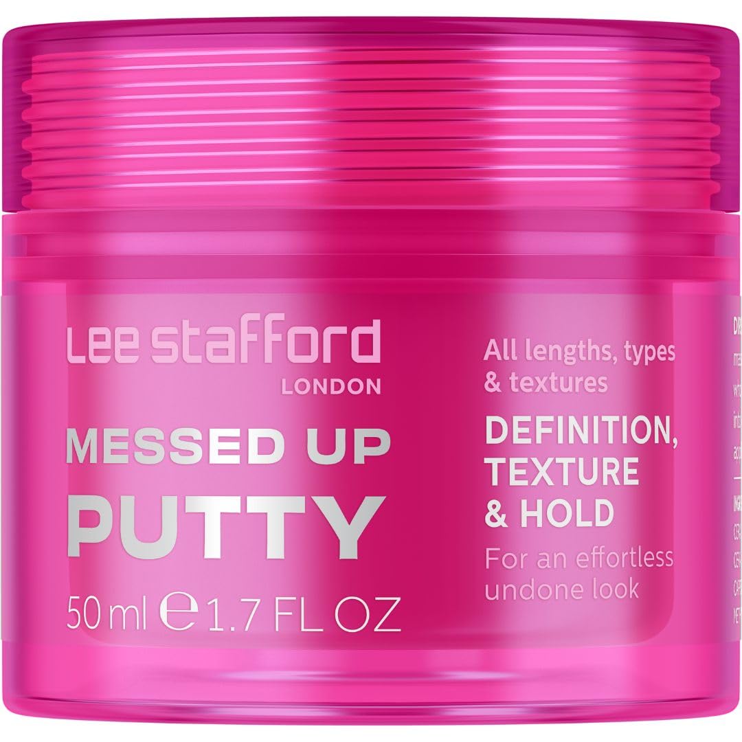 Lee Stafford Hair Styling Pomade | Messed Up Putty - Lighweight, Pliable Manipulator Shaping Wax for All Lengths, Firm Hold for Texturising & Definition, Gum Paste for Men & Women, 50 ml
