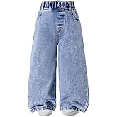 Nivne Tco Toddler Girls' Jeans Versatile Fashion Wide Leg Casual Elastic Waist Little Girls Baggy Denim Pants