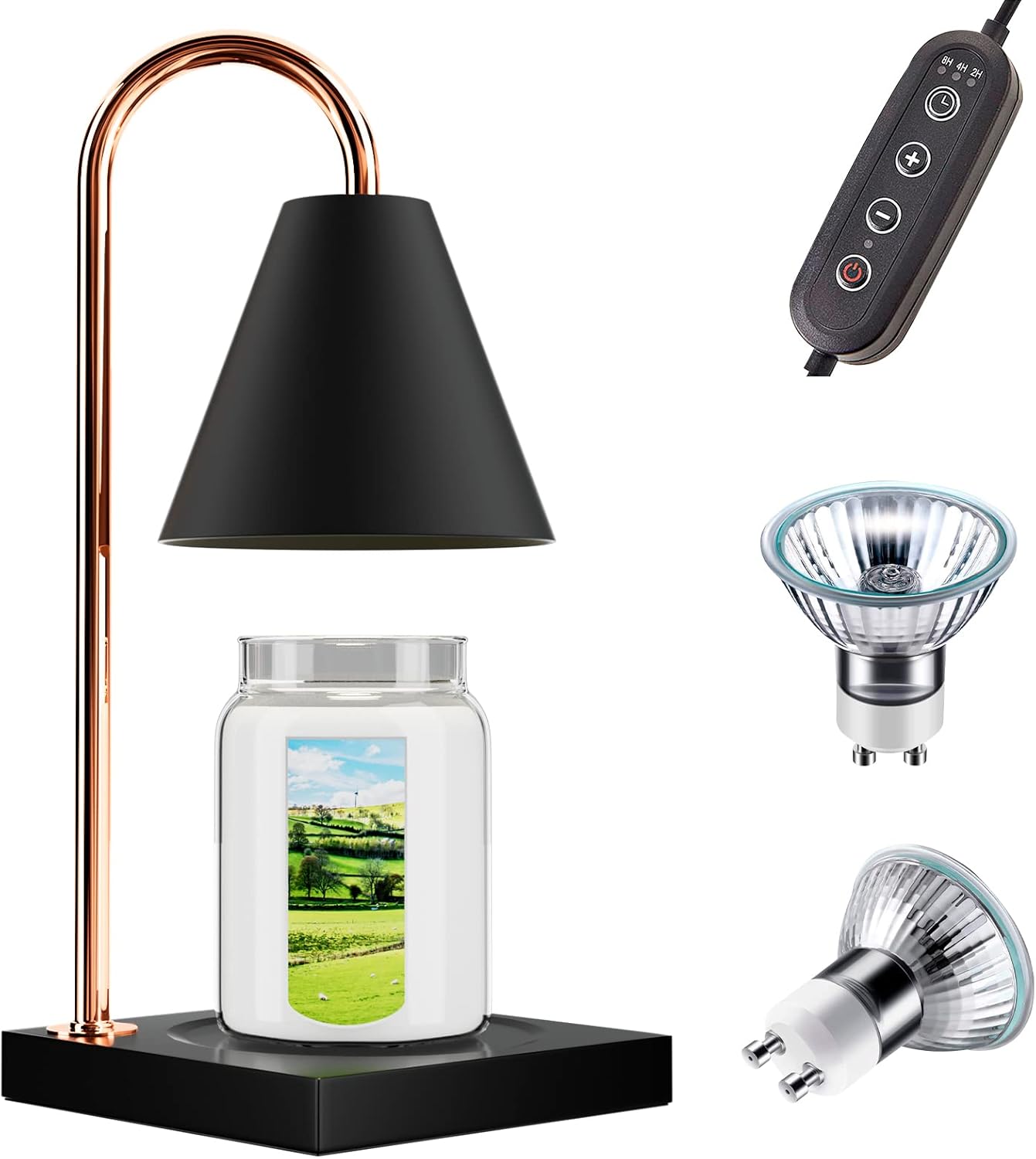 Candles & Holders - SESIIduo Candle Warmer Lamp, Timer & Dimmable for Jar Candles, Melter Electric Scented Candle Electric Melter Light with 2 Bulbs, Home Decor and Gift for Mother, Her, Wedding-Black Metal