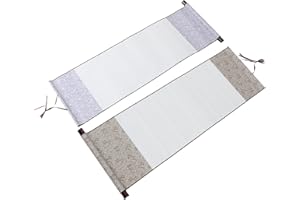SEWACC 2pcs Blank Hanging Scrolls for Chinese Calligraphy Xuan Paper, Silver Gray Brown, Mini Art Scrolls