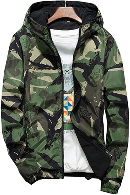 Amazon ユケ二ー 迷彩柄 ジャケット ブルゾン ジャンパー ミリタリー メンズ スタジャン カモフラ フード付き 両面着用 アウトドア コート ジャケット 通販