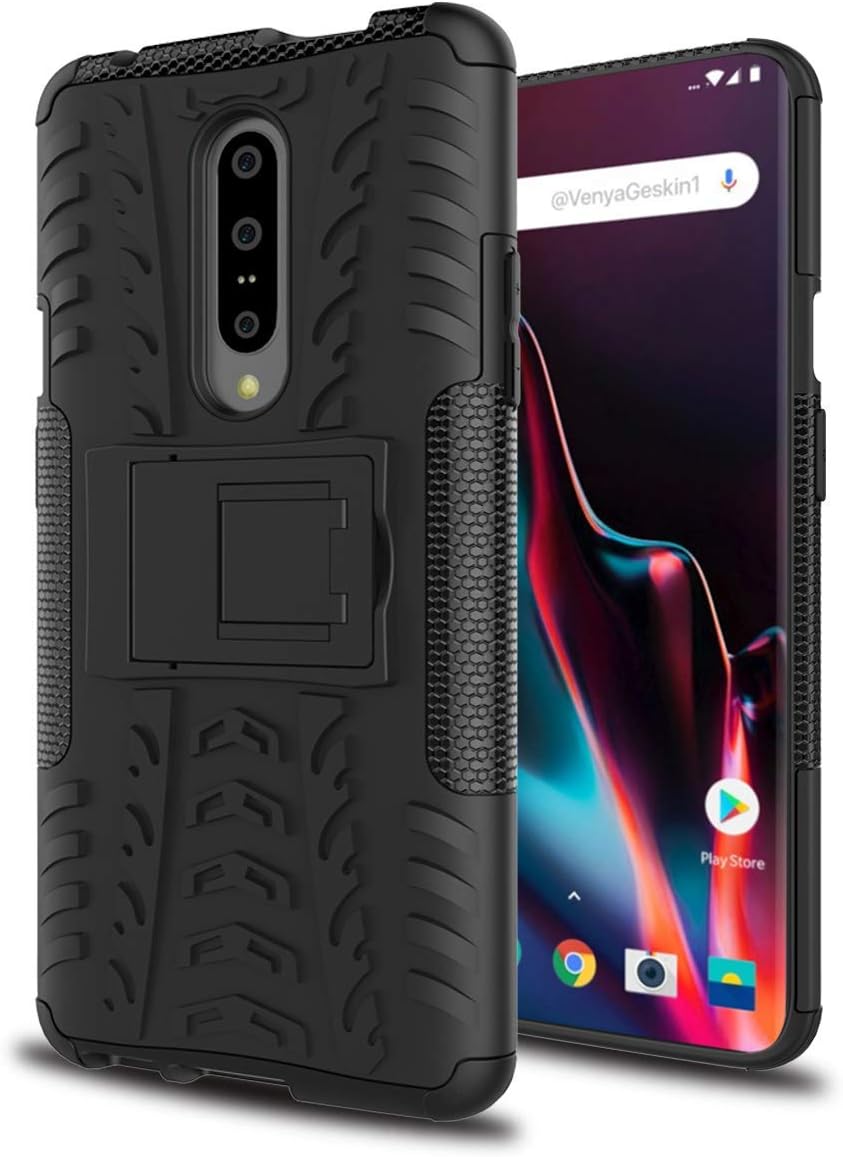 Azzil® Case Dual Layer Shock Proof Tyre Back Cover for Oneplus 7 Pro (Black)