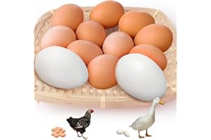 12 PCS Wooden Fake Chicken Eggs, Wooden Fake Goose Eggs, Narremcoy Faux Wood Eggs for Laying Chickens