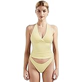 SUUKSESS Women Halter Backless Tank Tops with Built in Bra Double Lined V Neck Y2k Going Out Tops