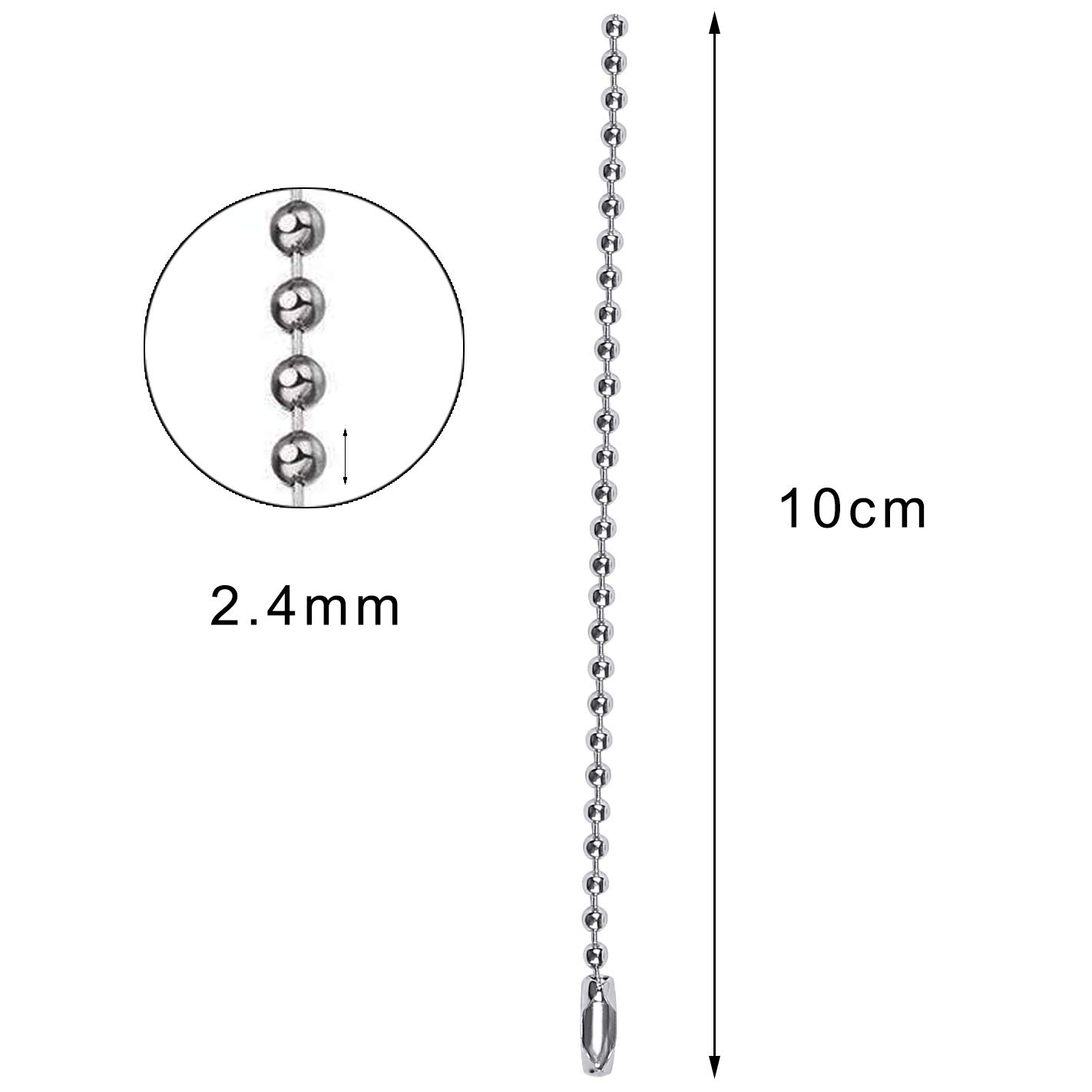 20 PCS Ball Bead Chains, Stainless Steel Extension Ball Chains Metal Bead Connector Clasp Keychain Tags for Christmas Ornaments Jewelry Finding Making, 3.9