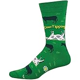 Socksmith Men's Cow Tipping Crew Socks, Green