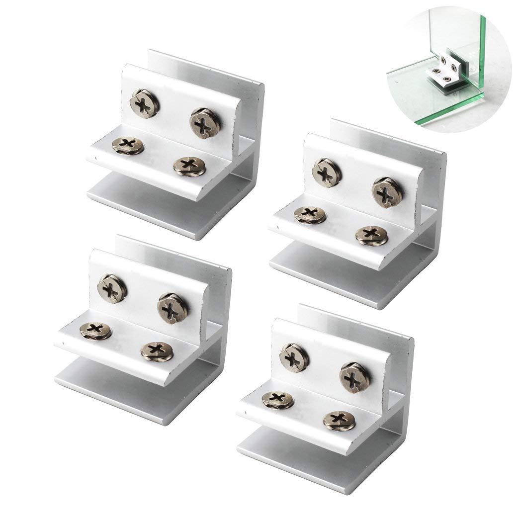 Glass Clamp Aluminium Alloy Glass Support Bracket Fit for 10-12mm Glass Thickness Come with Screws (Pack of 4)
