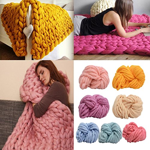Zunmin Icelandic Wool Sweater Chunky Wool Yarn Super Bulky Arm Knitting Wool Roving Knitted Blanket Super Bulky Arm Knitting Wool Roving Knitted Blanket Crocheting DIY Sewing Supplies (A)